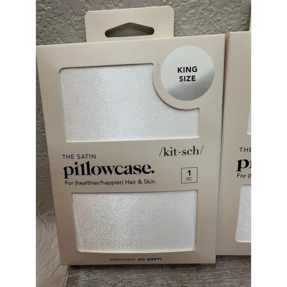 $20 🌙 Kitsch Satin Pillowcases King Size Ivory Pillowcase Lot of 2 NEW